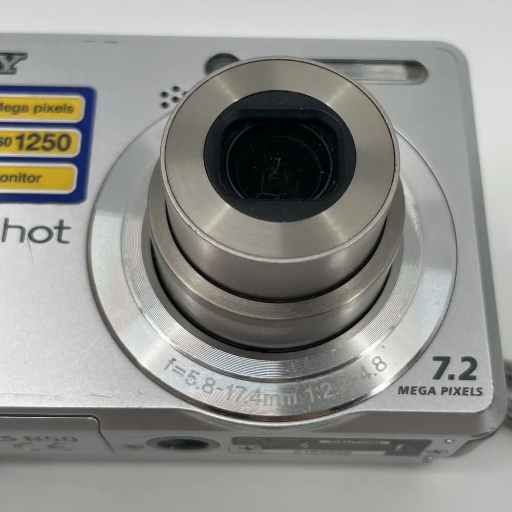 Sony Cyber-shot DSC-S730 Digital Camera 7.2MP Silver Manual Case USB Cable WORKS